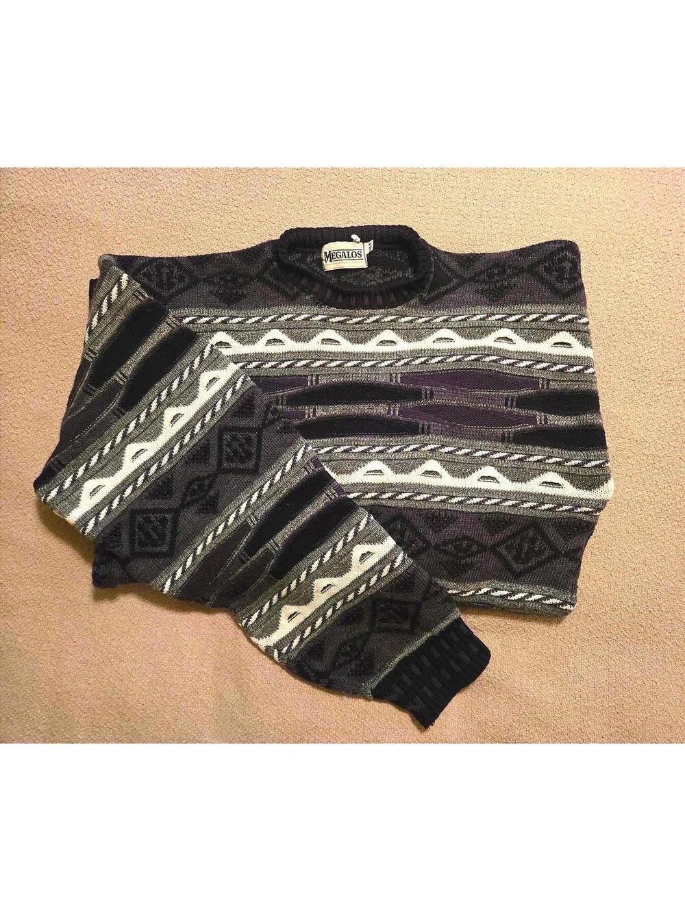 Megalos XLT Vintage Pattern Knit Sweater